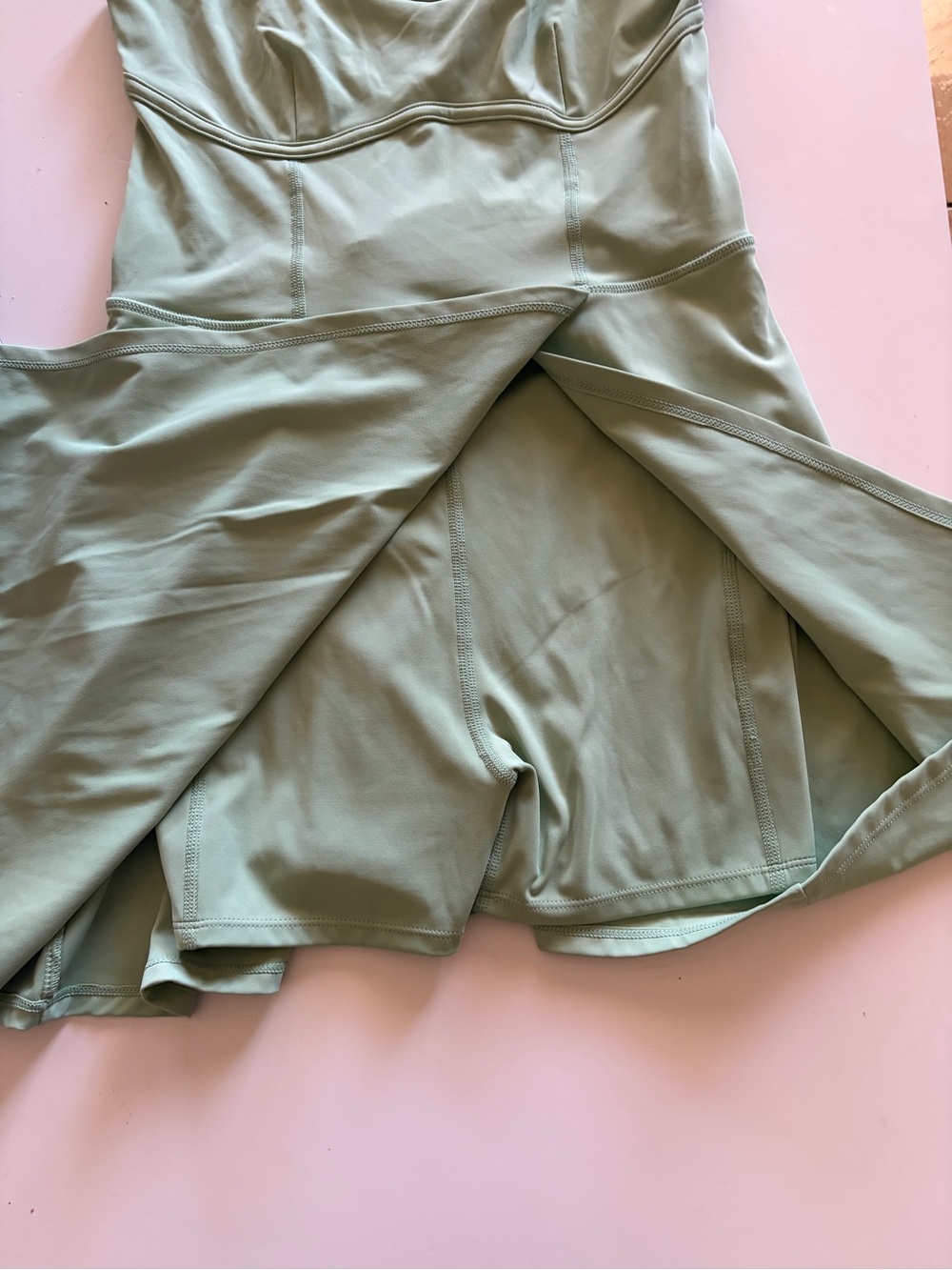 JoyLab Light Green Mini Skater Dress with Spaghetti Straps - Picture 4 of 10